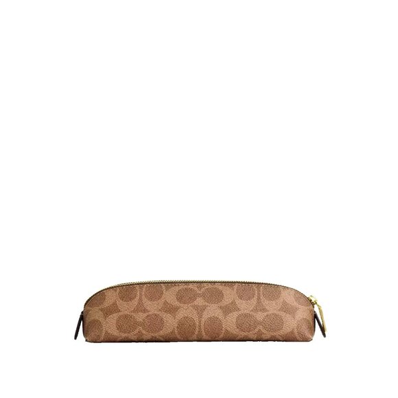 Coach Accessories - NWT Coach CZ206 Pencil Case in Signature Canvas and Leather Gold Tan and Brown
